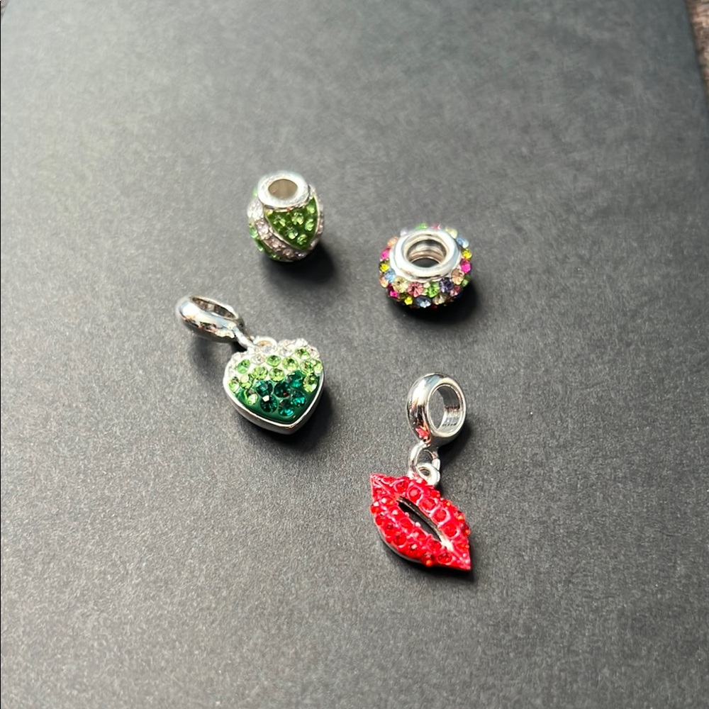 Two Rhinestone Charms for Charm Bracelet